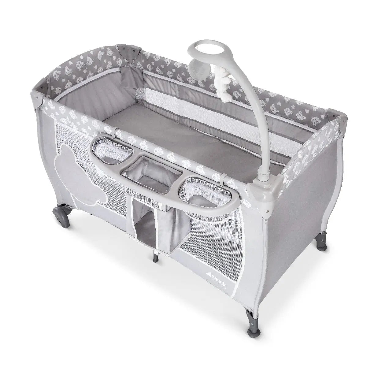 Hauck Baby Center Travel Cot Teddy Grey Yallamomz
