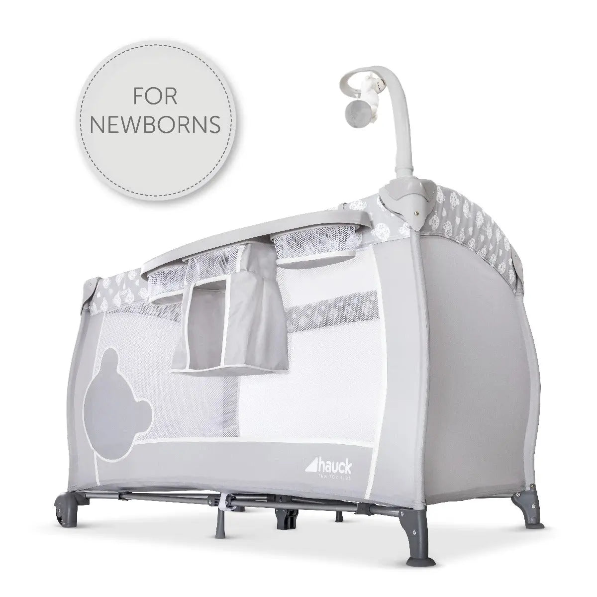Hauck Baby Center Travel Cot Teddy Grey Yallamomz
