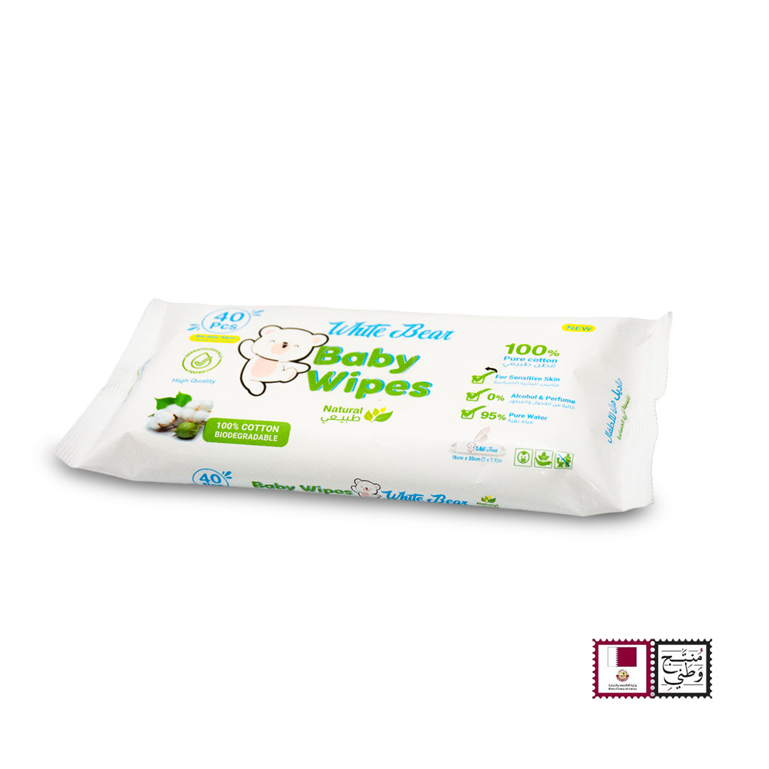 White Bear Baby Wipes Sensitive Skin 40 wipe White Bear Yallatoys