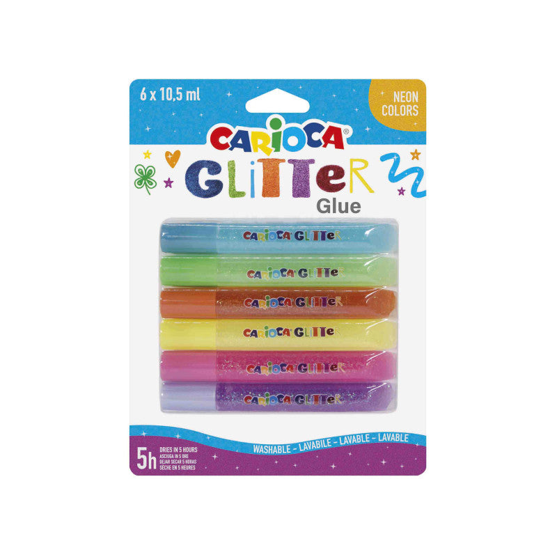 Buy Carioca Glitter Glue Neon 10.5ml 6pcs | Yallatoys.com