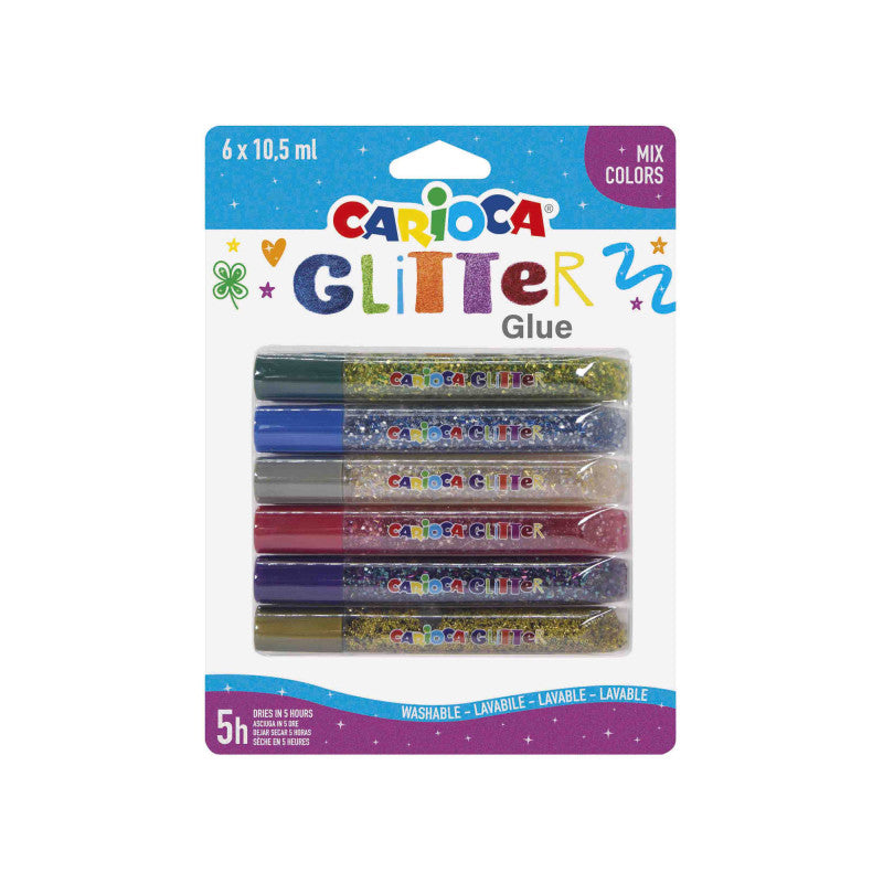 Buy Carioca Glitter Glue Mix 10.5ml 6pcs | Yallatoys.com
