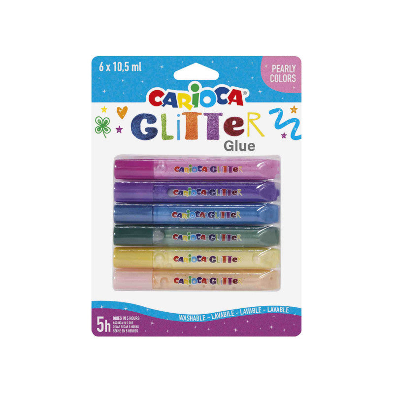 Buy Carioca Glitter Glue Tubes Pearly 10.5ml 6pcs | Yallatoys.com