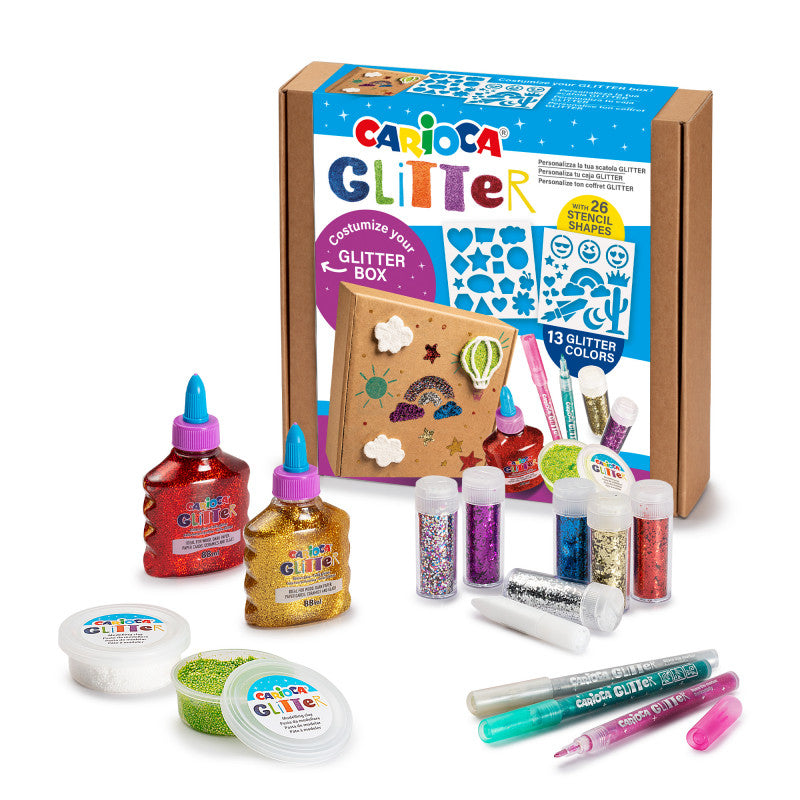 Buy Carioca Glitter Box With Stencils | Yallatoys.com