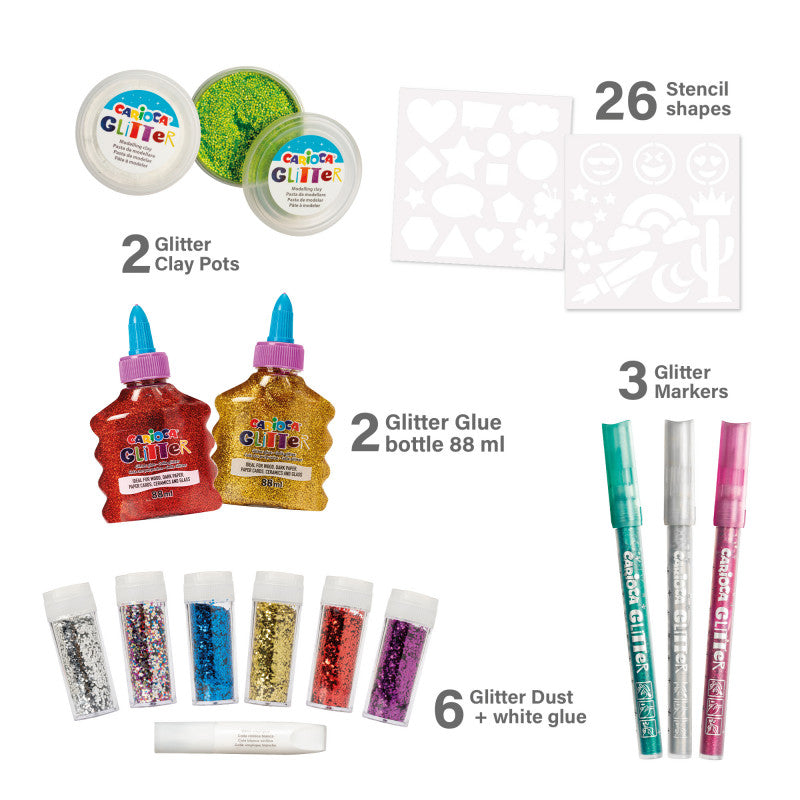 Buy Carioca Glitter Box With Stencils | Yallatoys.com