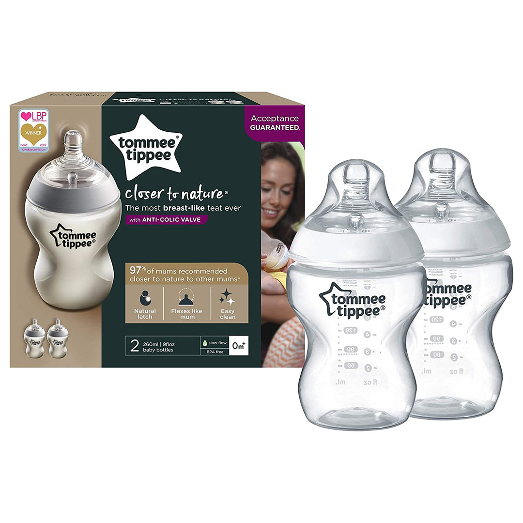 Buy Tommee Tippee Closer To Nature Feeding Bottle  260Ml X 2  Clear | Yallatoys.com