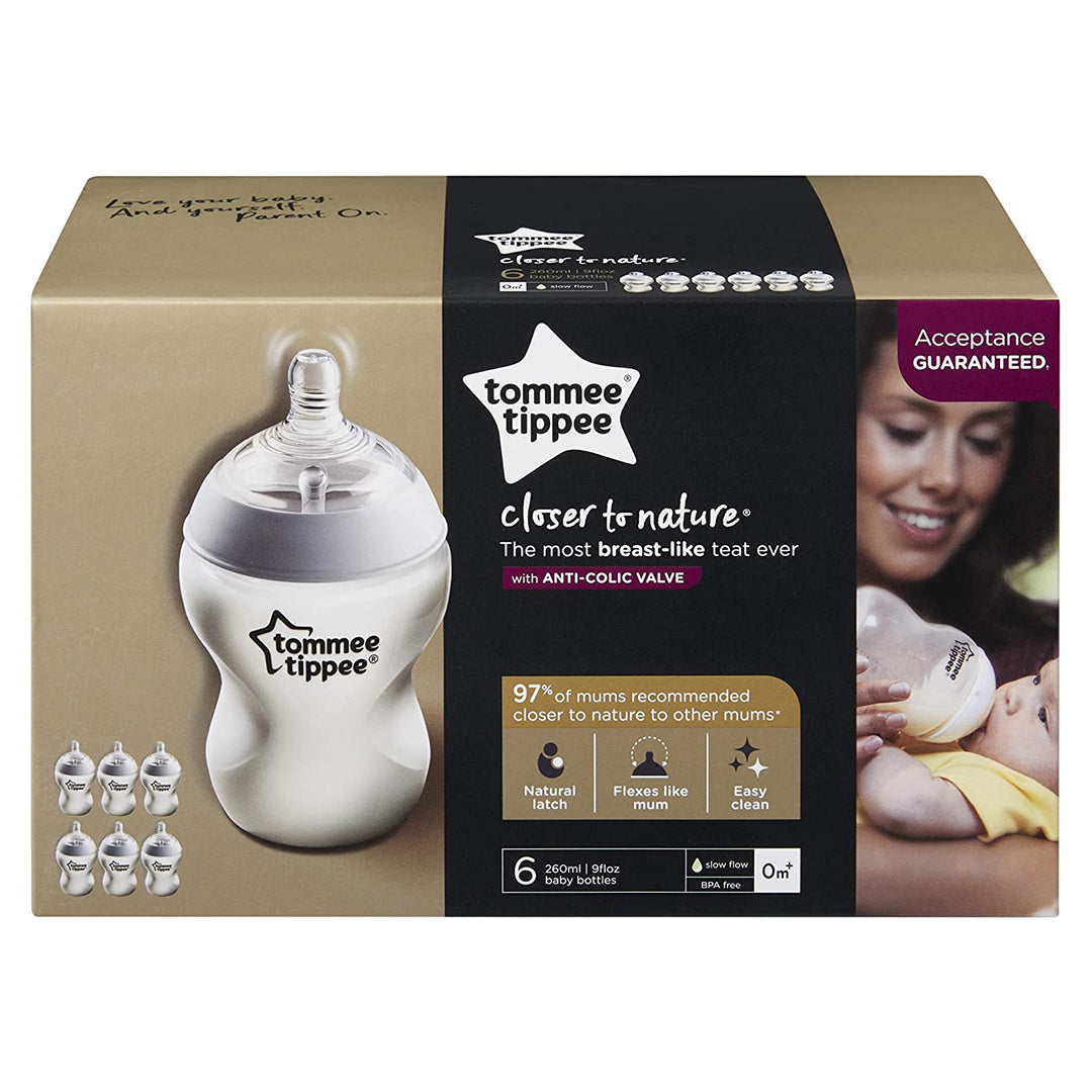 Buy Tommee Tippee Closer To Nature Feeding Bottle 260ml 6pieces Clear Set | Yallatoys.com