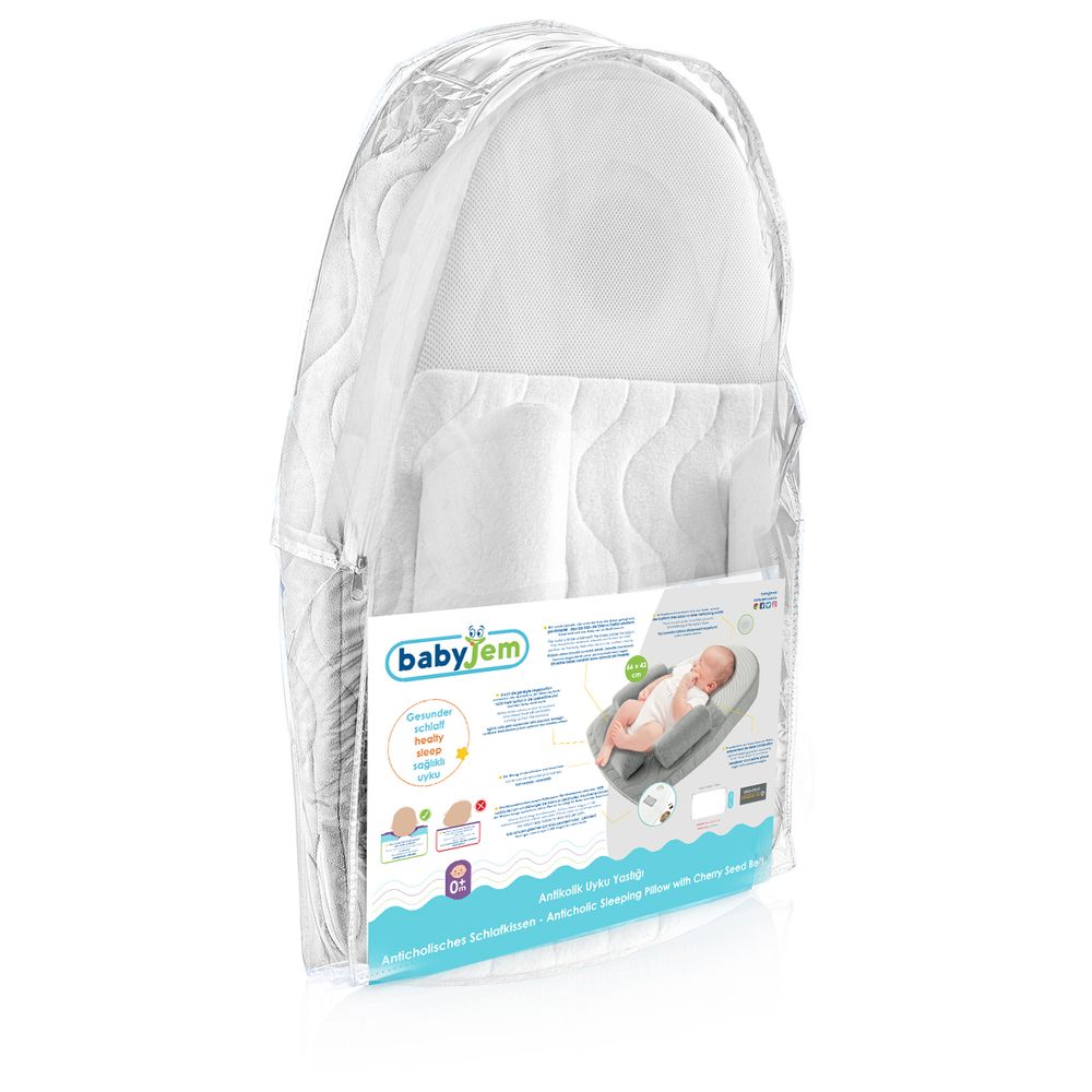 Babyjem Anti Colic Sleeping Pillow With Cherry Seed White Babyjem Yallatoys