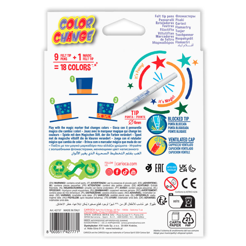 Buy Carioca Magic Felt Tip Pens Color Change 10pcs | Yallatoys.com