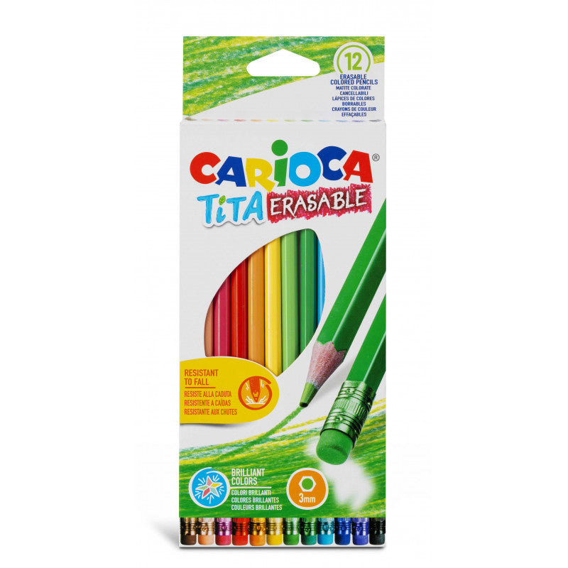 Buy Carioca Erasable Hexagonal Colored Pencils Tita 12pcs | Yallatoys.com