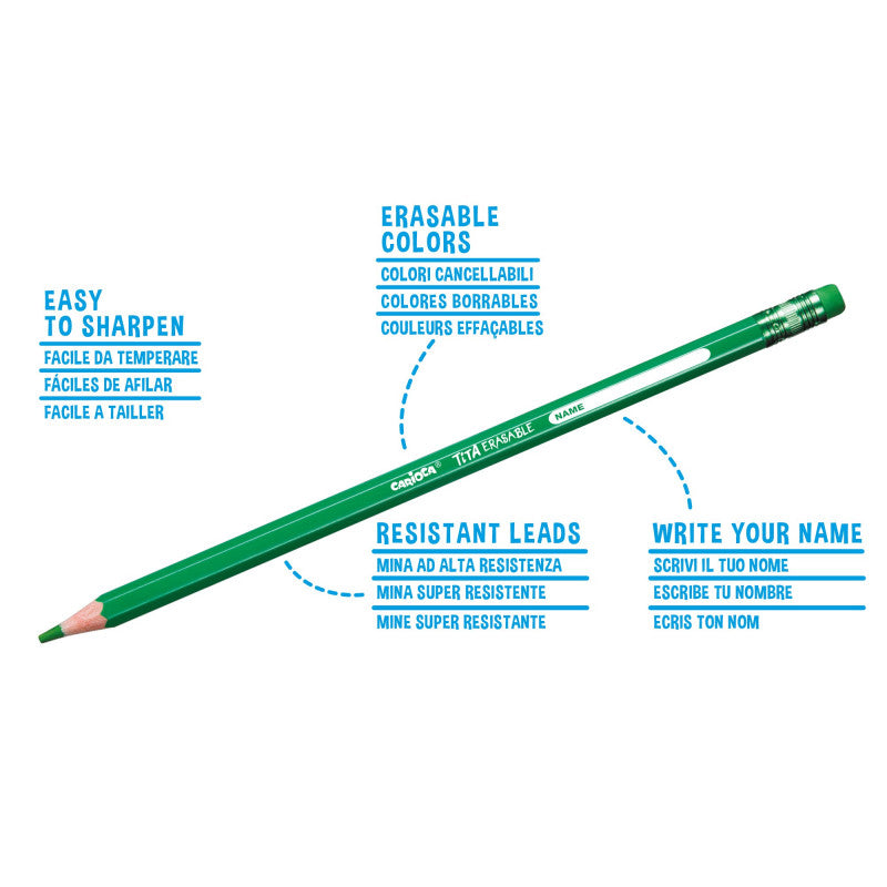 Buy Carioca Erasable Hexagonal Colored Pencils Tita 12pcs | Yallatoys.com