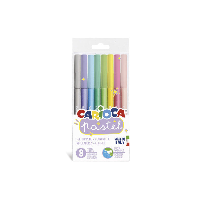 Buy Carioca Pastel Plastic Box Felt Tip Pens 8pcs | Yallatoys.com