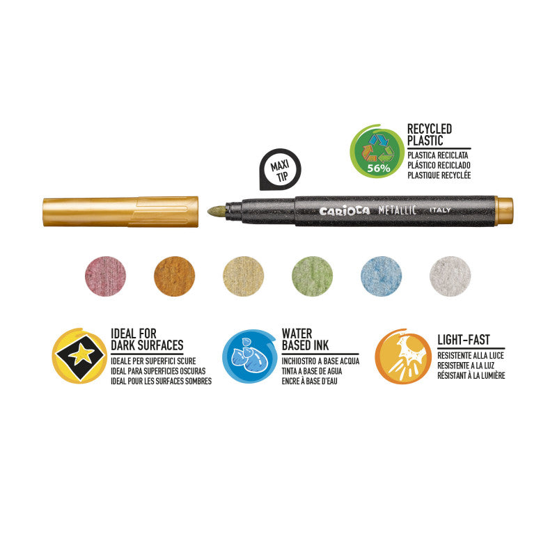 Buy Carioc Metallic Maximarkers Box 6pcs Felt Tip Pens | Yallatoys.com