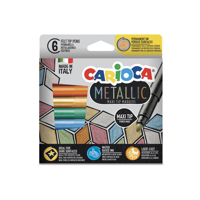 Buy Carioc Metallic Maximarkers Box 6pcs Felt Tip Pens | Yallatoys.com