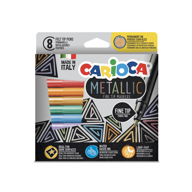 Buy Carioca Metallic Felt Tip Pens Fine Tip 8pcs | Yallatoys.com