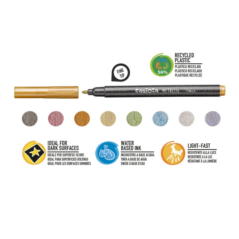 Buy Carioca Metallic Felt Tip Pens Fine Tip 8pcs | Yallatoys.com