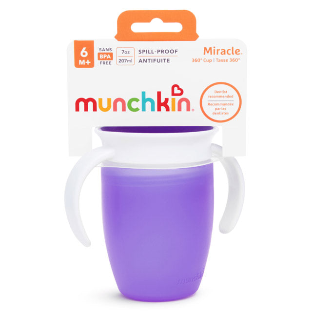 Munchkin - Miracle Trainer Cup with Lid 1pk 7oz - Purple Munchkin Yallatoys