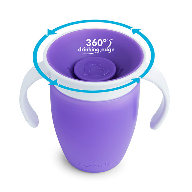 Munchkin - Miracle Trainer Cup with Lid 1pk 7oz - Purple Munchkin Yallatoys