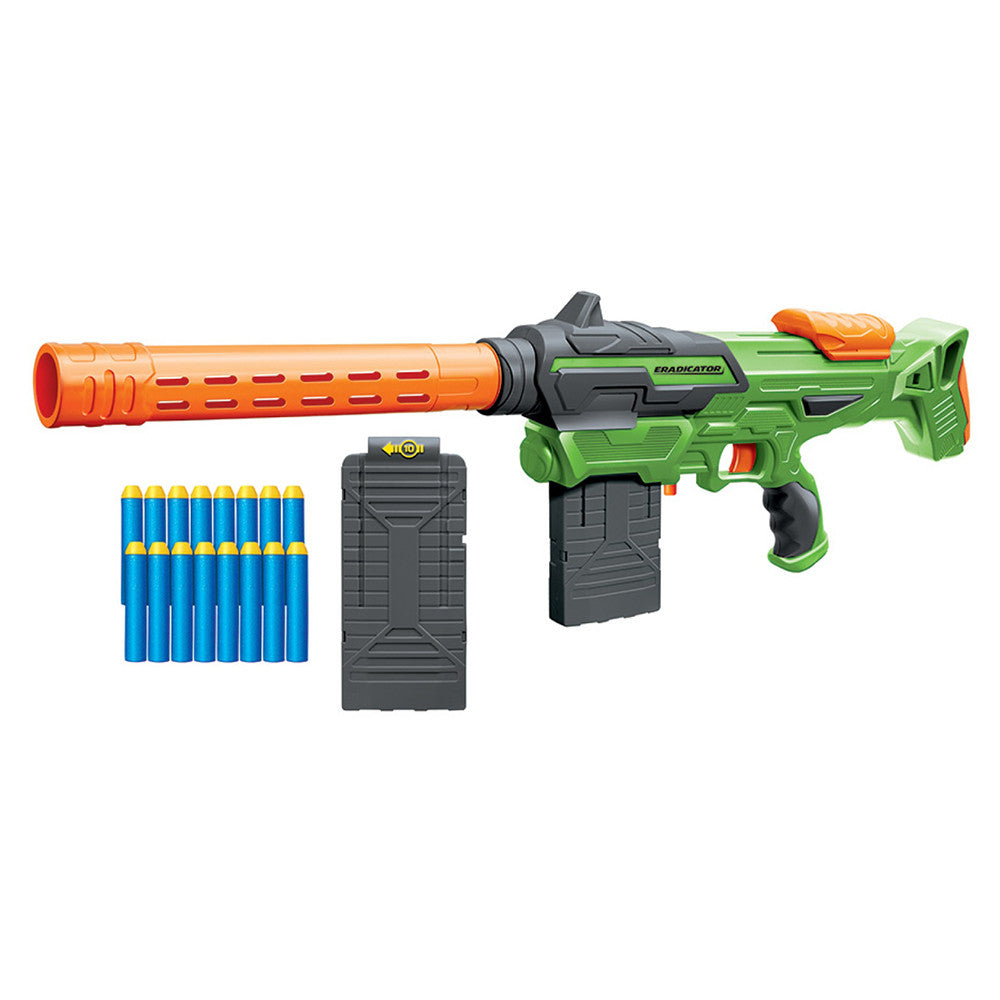 Buy Buzz Bee Air Warriors Eradicator Blaster Toy Gun Comes with lot of Accessories Comes with 2 Magazines, Barrel, Shoulder Stock and 20 Darts | Yallatoys.com
