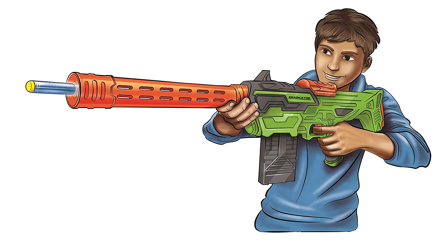 Buy Buzz Bee Air Warriors Eradicator Blaster Toy Gun Comes with lot of Accessories Comes with 2 Magazines, Barrel, Shoulder Stock and 20 Darts | Yallatoys.com