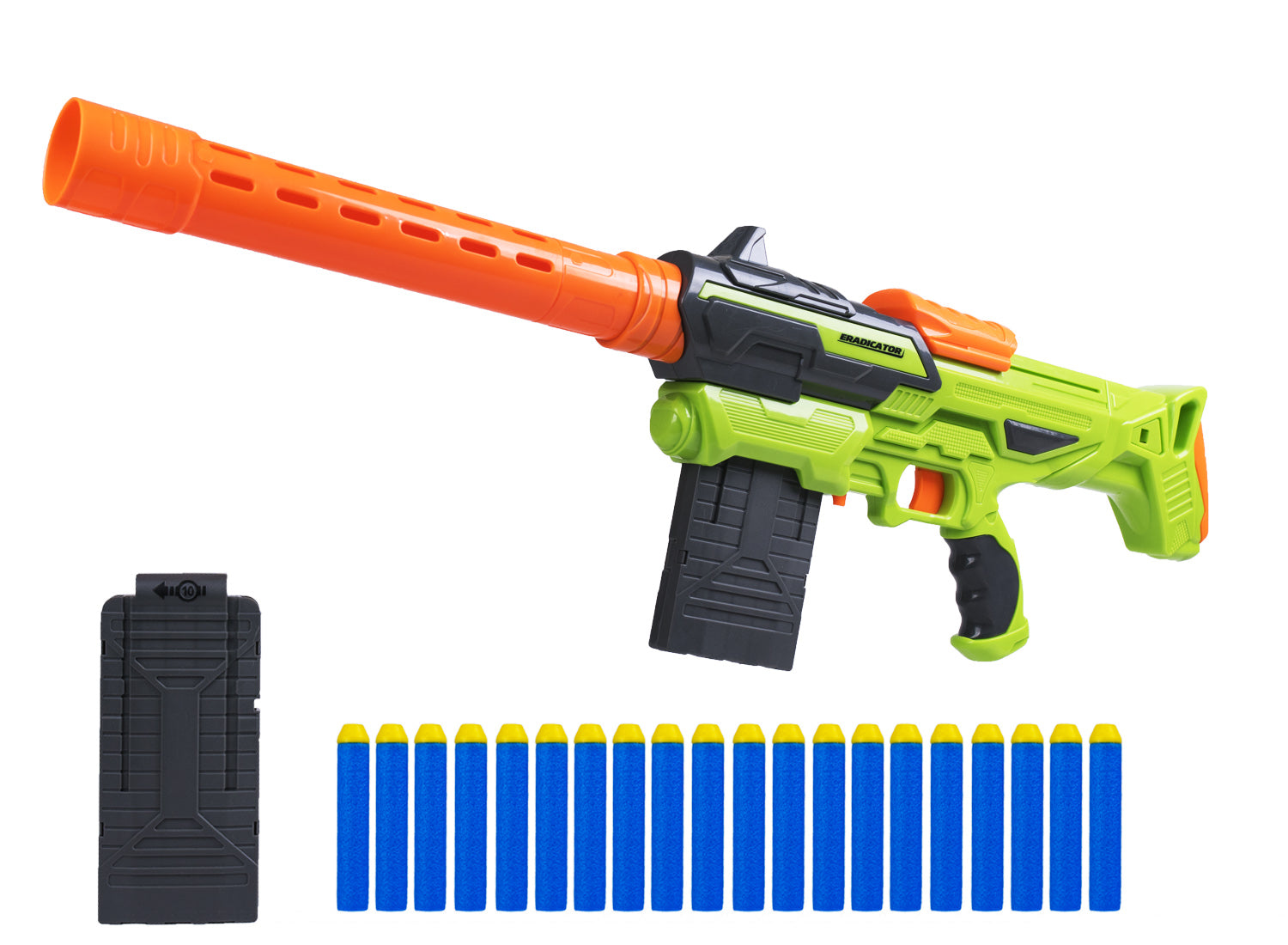 Buy Buzz Bee Air Warriors Eradicator Blaster Toy Gun Comes with lot of Accessories Comes with 2 Magazines, Barrel, Shoulder Stock and 20 Darts | Yallatoys.com