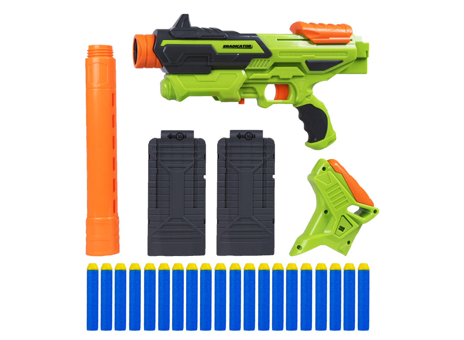 Buy Buzz Bee Air Warriors Eradicator Blaster Toy Gun Comes with lot of Accessories Comes with 2 Magazines, Barrel, Shoulder Stock and 20 Darts | Yallatoys.com