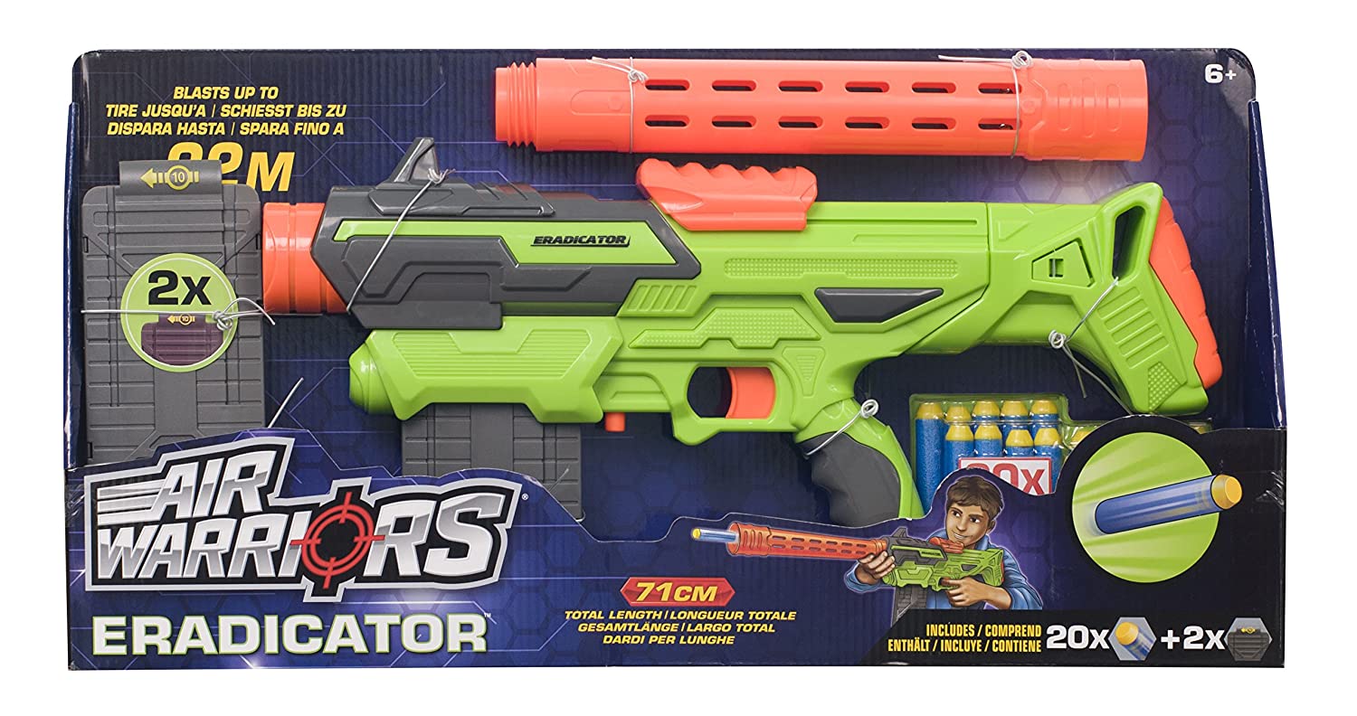 Buy Buzz Bee Air Warriors Eradicator Blaster Toy Gun Comes with lot of Accessories Comes with 2 Magazines, Barrel, Shoulder Stock and 20 Darts | Yallatoys.com