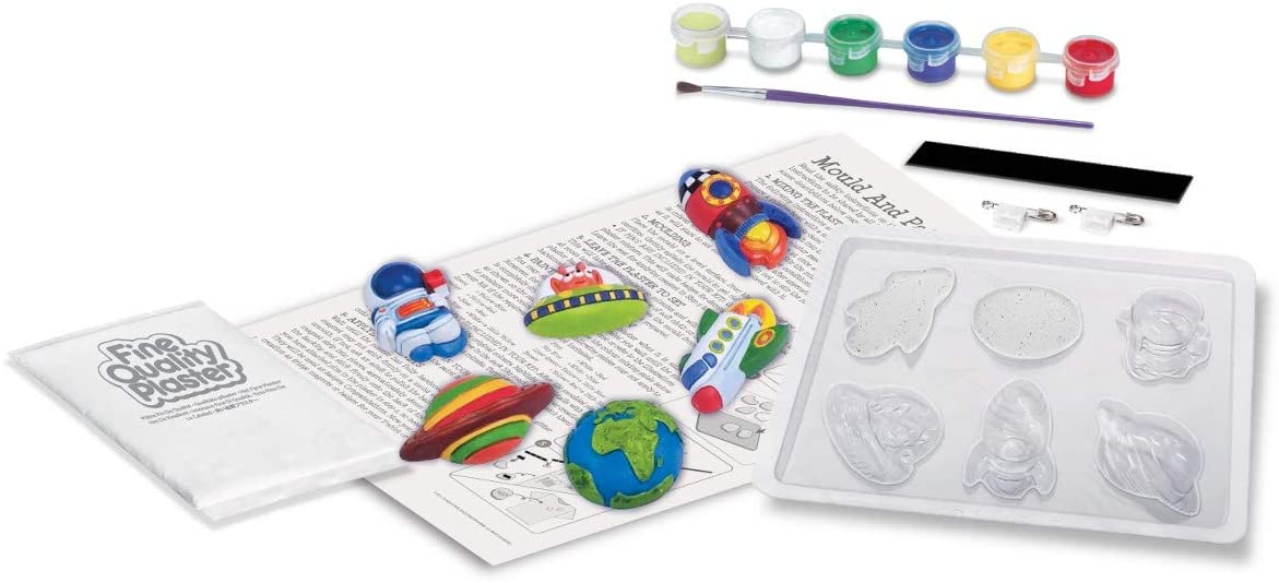 Buy 4M Glow-in-The-Dark Mould & Paint Space Paint Finest Plaster Casting Kits Mould and Paint Adorable Plaster Fridge Magnets and Pins | Yallatoys.com