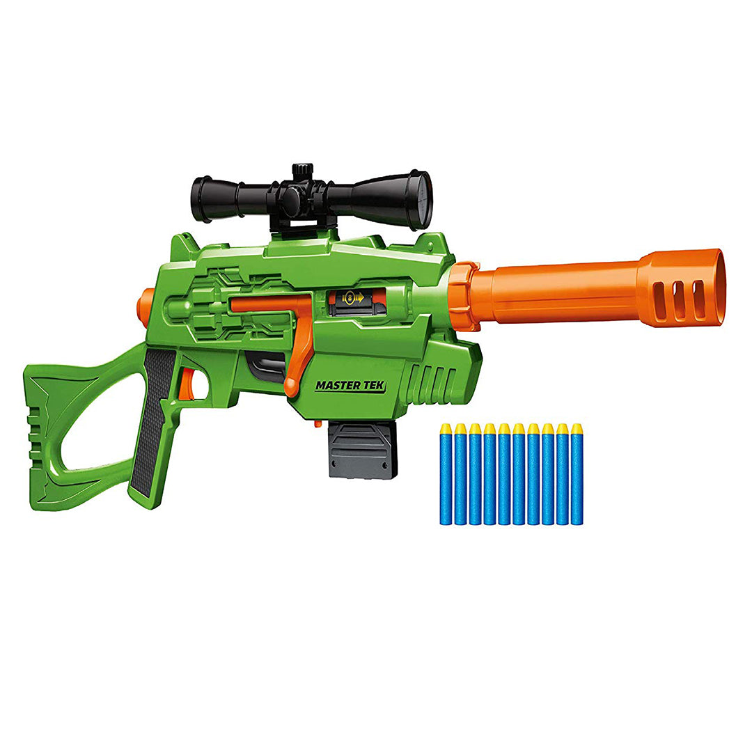 Buy Buzz Bee Air Warrior Master Tek Blaster Toy Gun with Comes wth a Scope, Barrel, a Magazine and 10 Long Distance Darts | Yallatoys.com