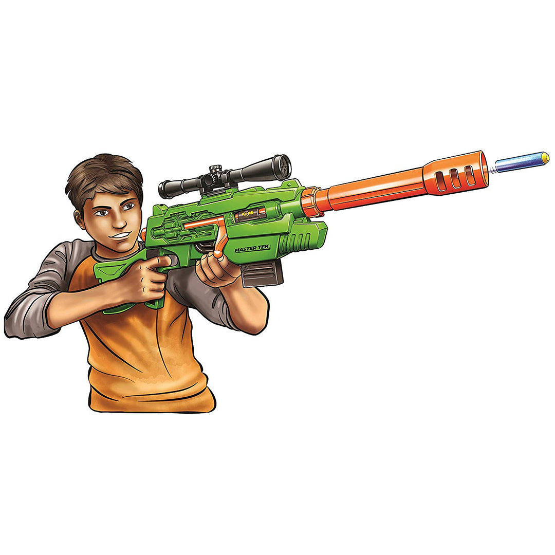 Buy Buzz Bee Air Warrior Master Tek Blaster Toy Gun with Comes wth a Scope, Barrel, a Magazine and 10 Long Distance Darts | Yallatoys.com