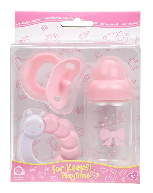 Buy Jc Toys For Keeps Pink Milk Bottle & Rattle In Acetate Box | Yallatoys.com