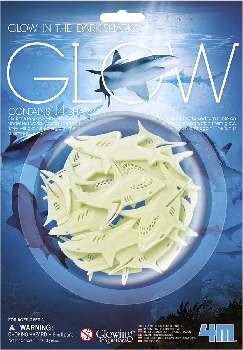 4M Glow in The Dark Sharks Stick On Room Decor