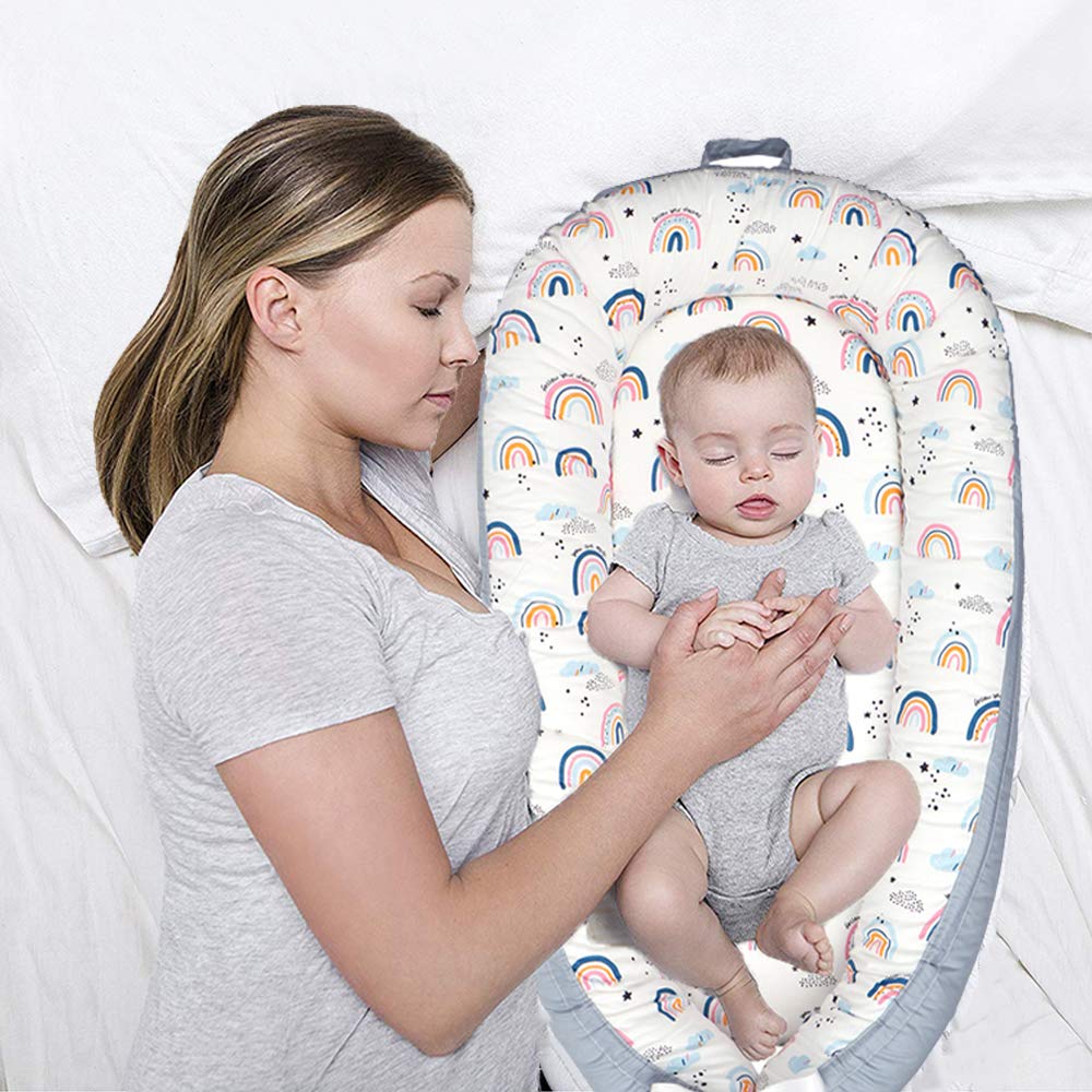 Little Story  Soft Breathable Fiberfill Newborn Lounger Bed Sunshine Grey Little Story Yallatoys