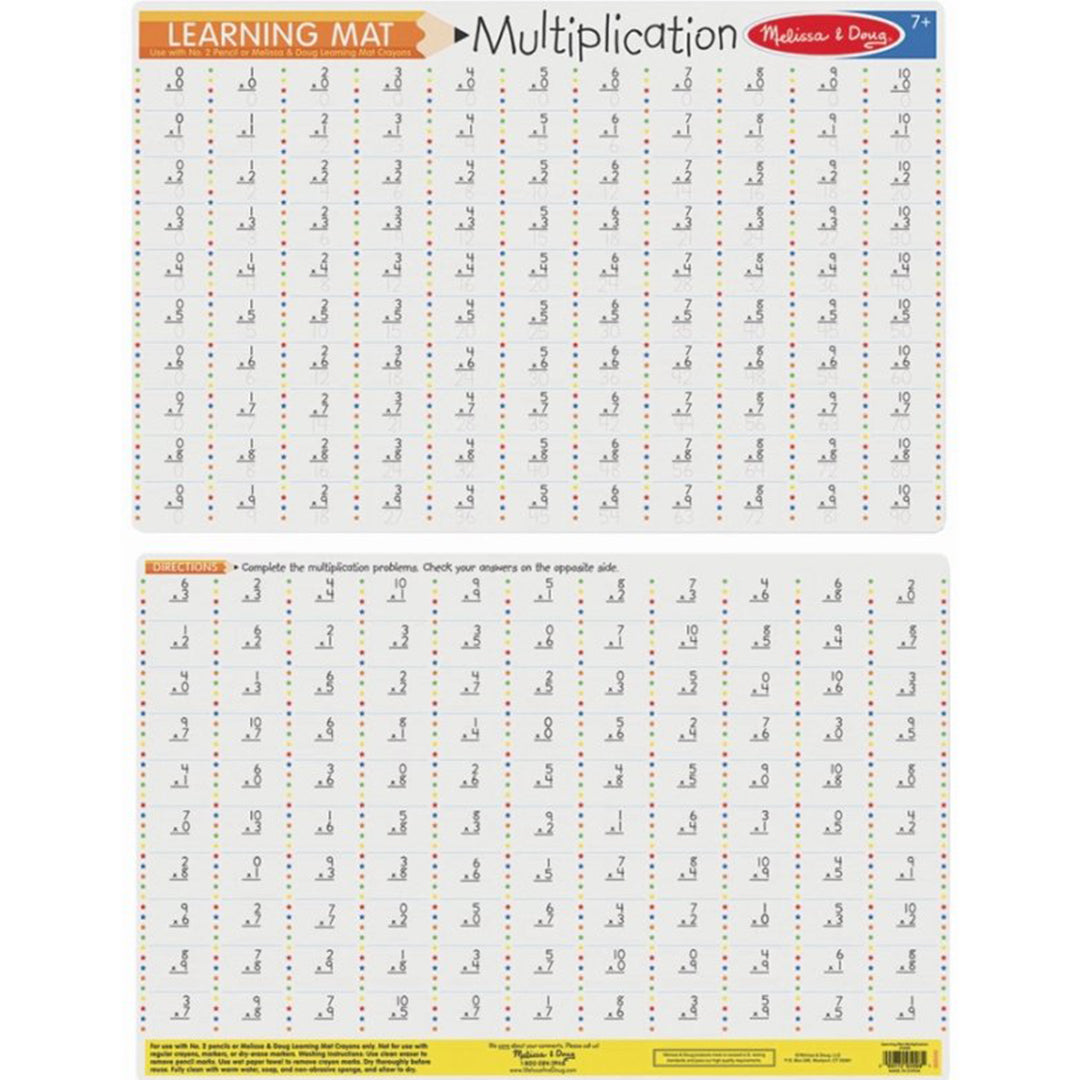 Buy Melissa & Doug Multiplication Maths Problems Write-A-Mat | Yallatoys.com
