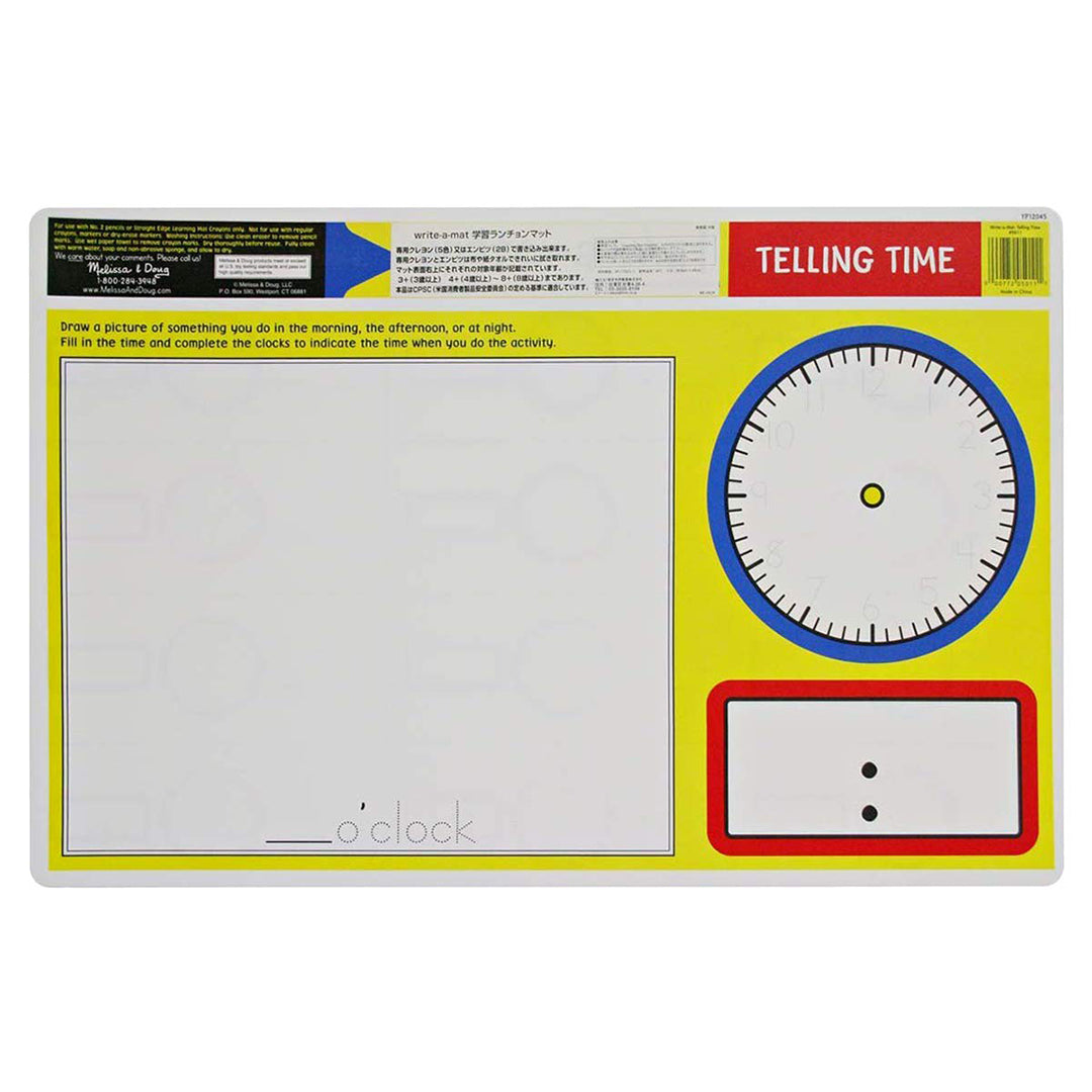 Buy Melissa & Doug Telling Time Write A Mat | Yallatoys.com