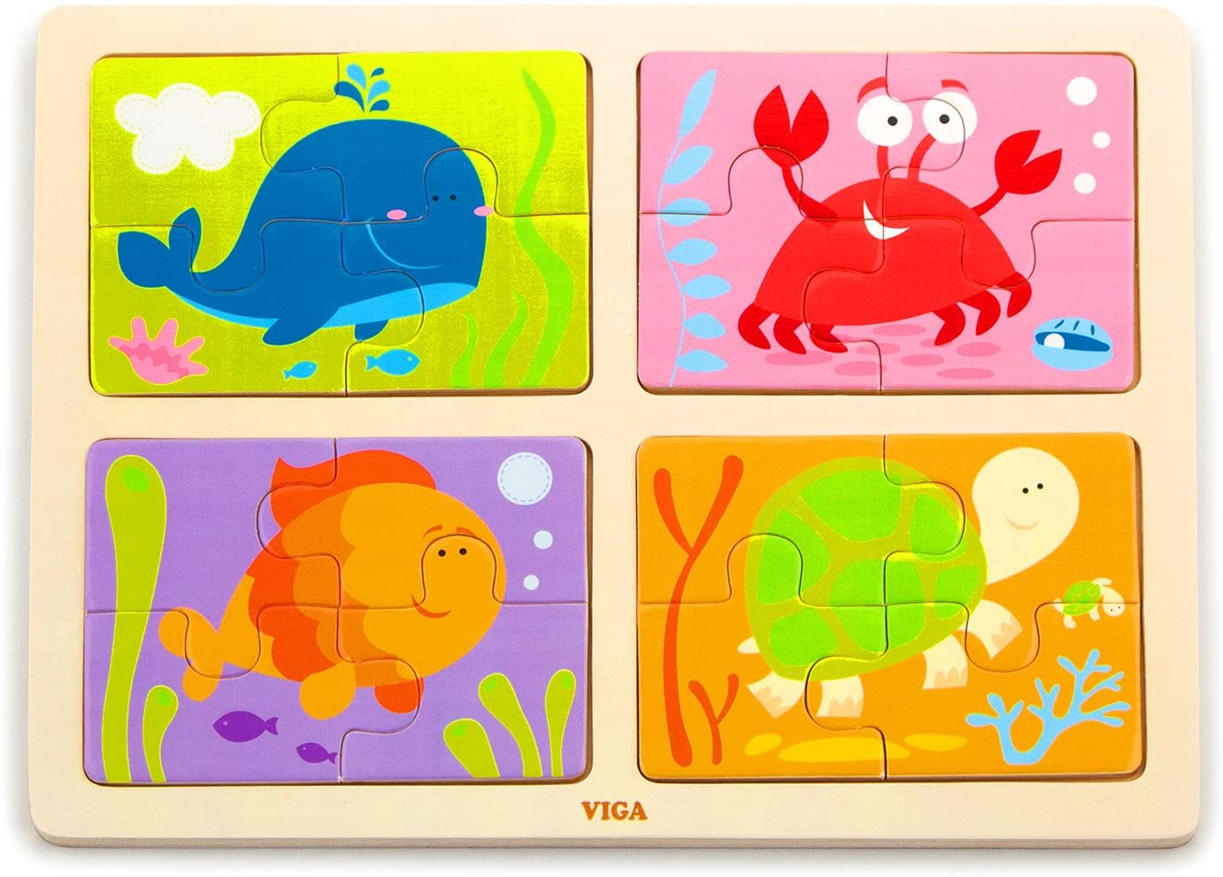 Buy Viga Sea Life 4 In 1 Wooden Puzzle | Yallatoys.com