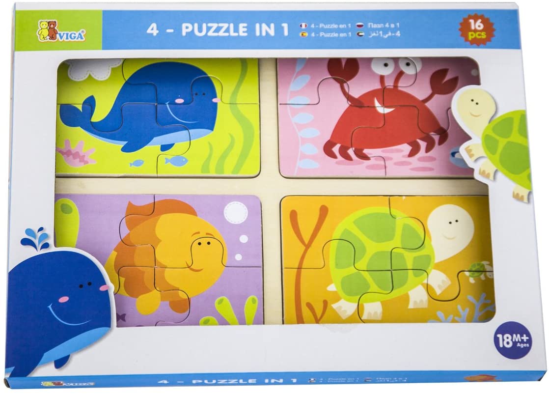 Buy Viga Sea Life 4 In 1 Wooden Puzzle | Yallatoys.com