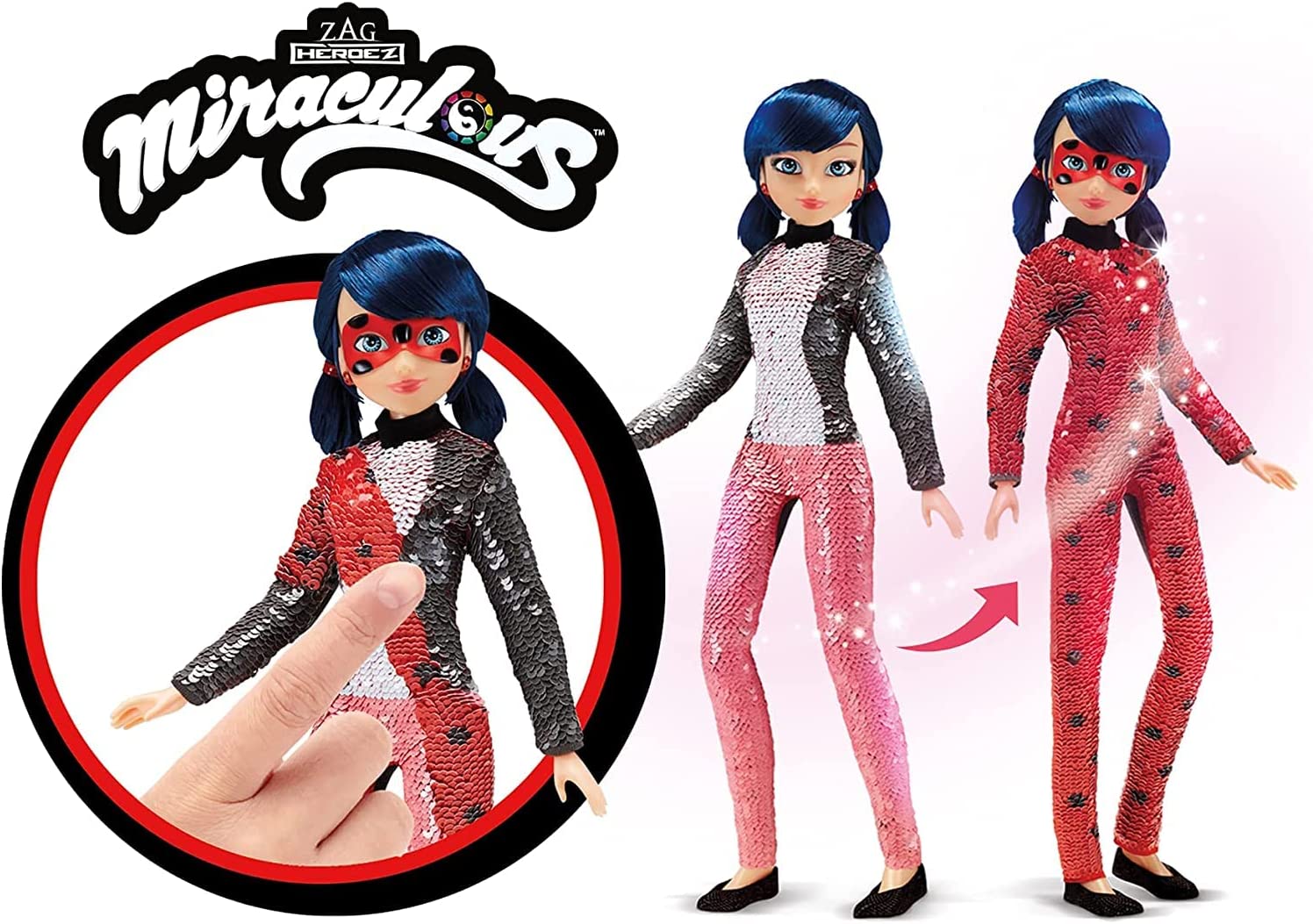 Buy Miraculous Ladybug Fashion Flip with Sequin Outfit Doll | Yallatoys.com
