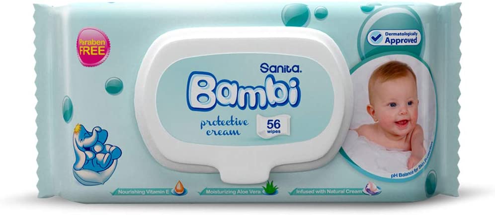Bambi  Wet Wipes 56'S Aqua Clean Bambi Yallatoys