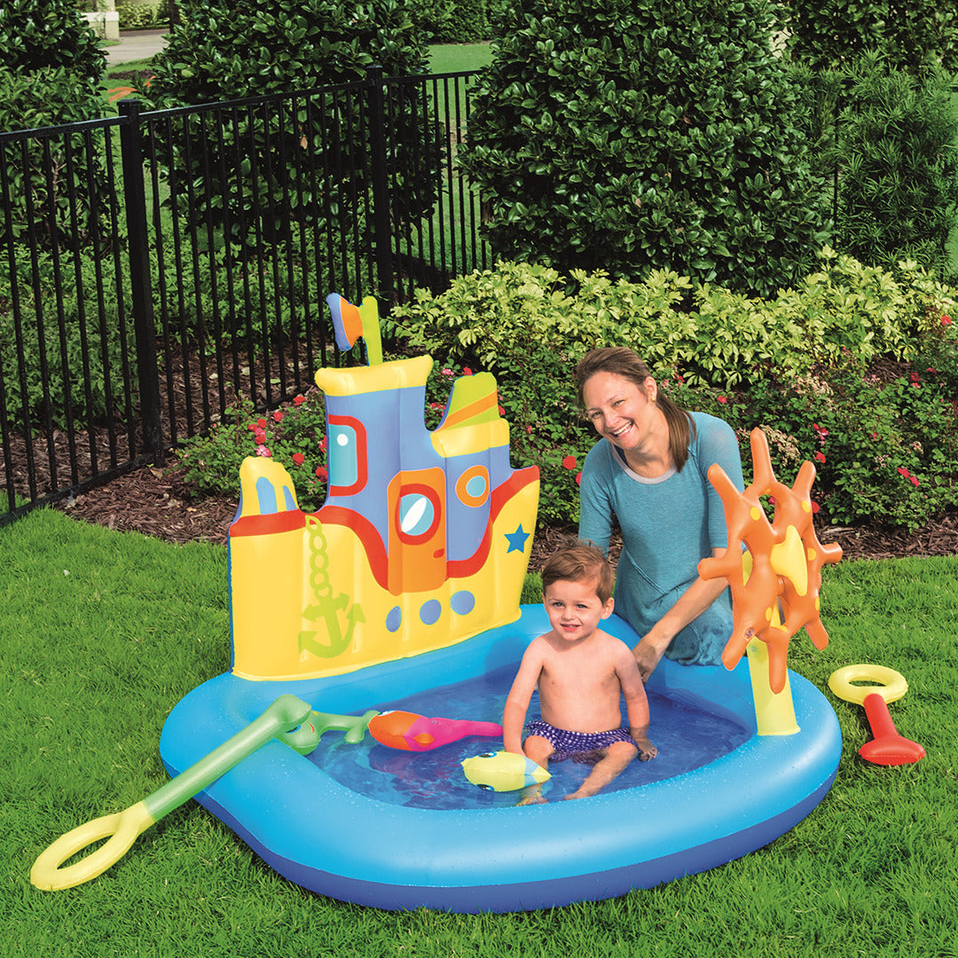 Buy Bestway Tug Boat Inflatable Kids Paddling Pool Activity Centre with Fishing Toys | Yallatoys.com