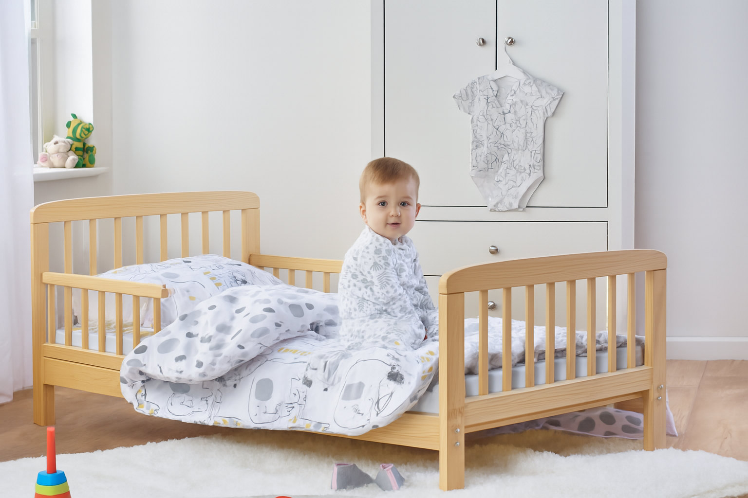Kinder Valley Natural Sydney toddler bed with Kinder flow 140 x 70 mattress Kinder Valley Yallatoys