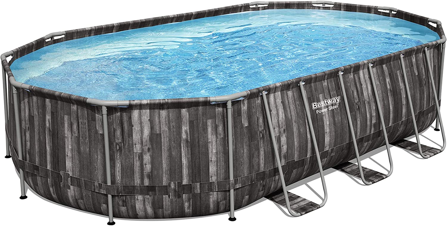 Buy Bestway Pool Set Power Steel Oval 6.1m x 3.6m x 1.2m (Free Installation in 24hrs) | Yallatoys.com