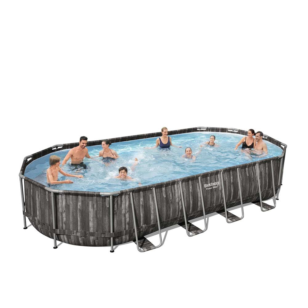 Buy Bestway Power Steel Oval Above Ground Pool 7.3m x 3.6m x 1.2m (Free Installation in 24hrs) | Yallatoys.com