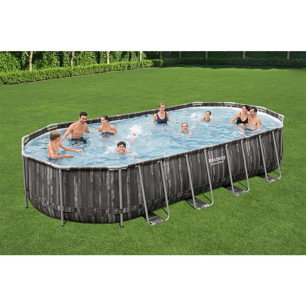 Buy Bestway Power Steel Oval Above Ground Pool 7.3m x 3.6m x 1.2m (Free Installation in 24hrs) | Yallatoys.com