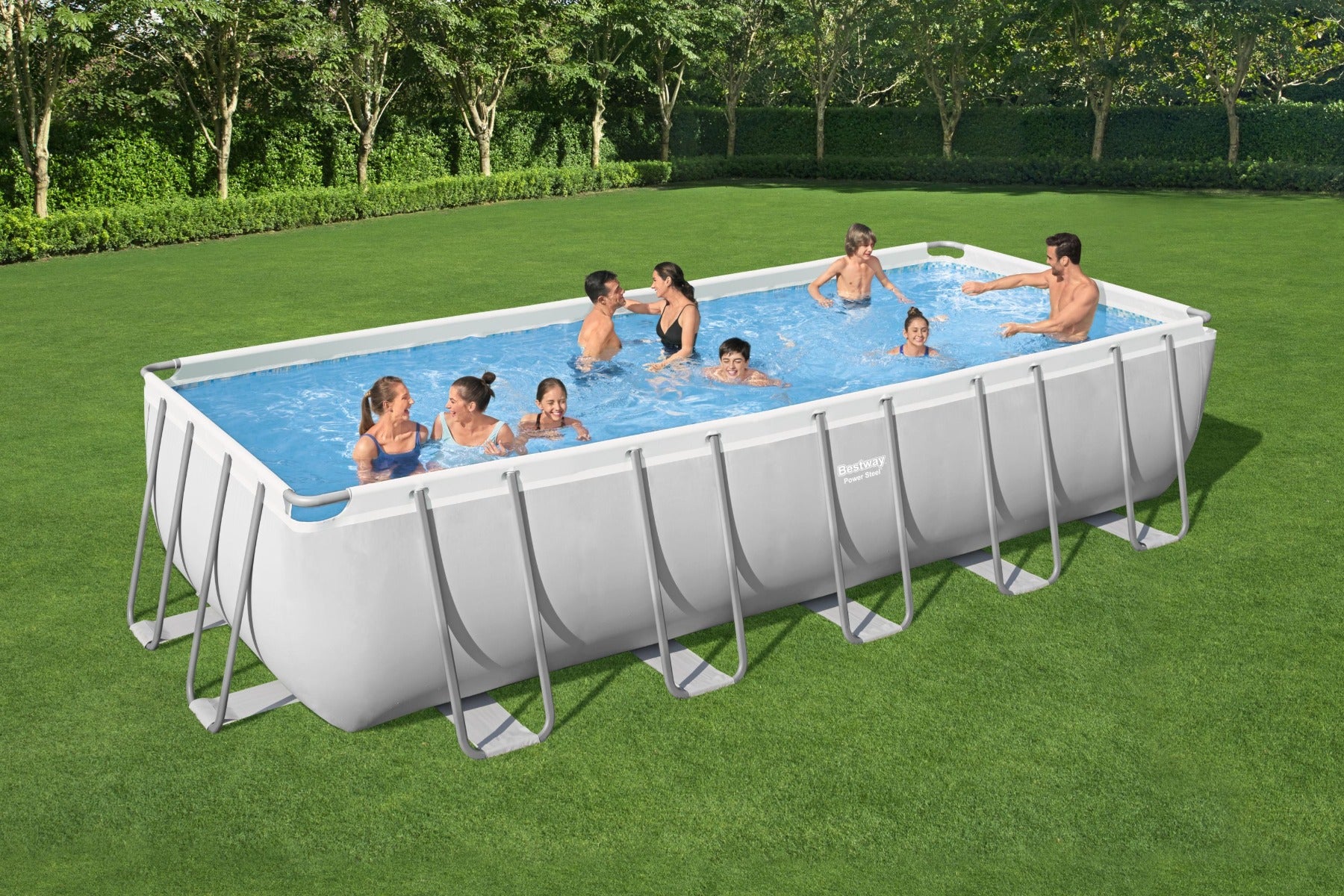 Buy Bestway Power Steel Rectangular Above Ground Pool 6.4m x 2.7m x 1.3m (Free Installation in 24hrs) | Yallatoys.com