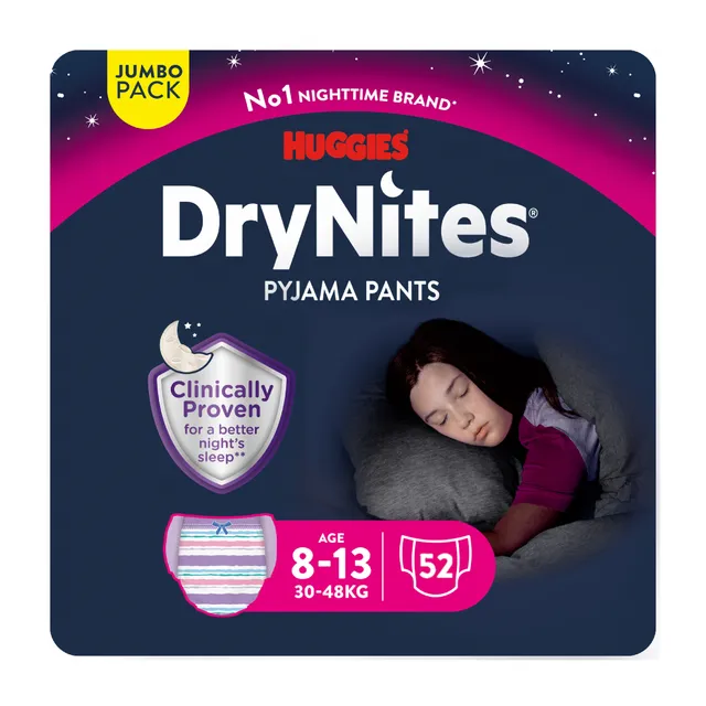 Huggies Drynites Pyjama Pants 30-48 KG - 8Y-13Y GIRLS Huggies Yallatoys