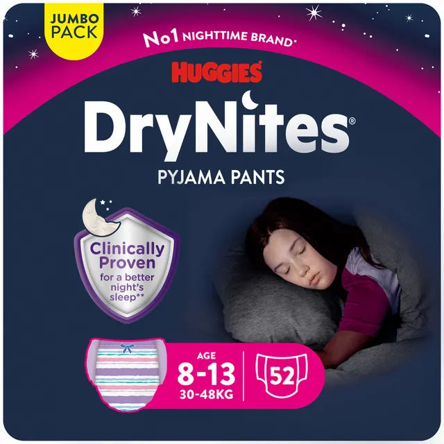 Huggies Drynites Pyjama Pants 30-48 KG - 8Y-13Y GIRLS Huggies Yallatoys