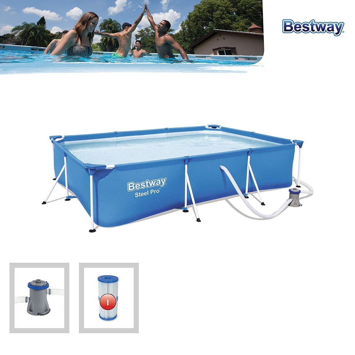 Buy Bestway Steel Pro Pool Set 3m x 2.01m x 0.66m (Free Installation in 24hrs) | Yallatoys.com