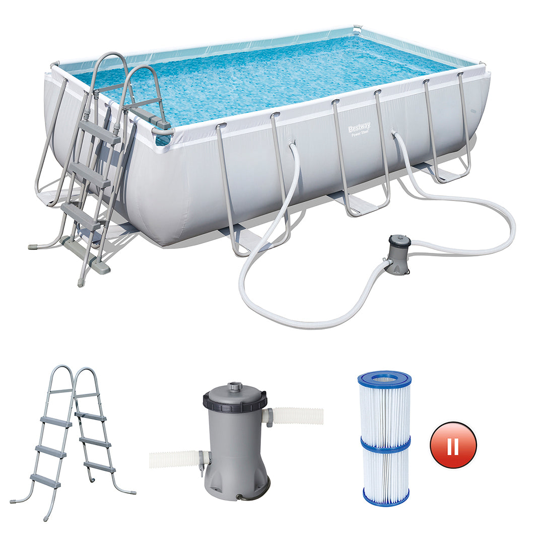 Buy Bestway Power Steel Rectangular Pool Set 4.04m x 2.01m x 1m (Free Installation in 24hrs) | Yallatoys.com