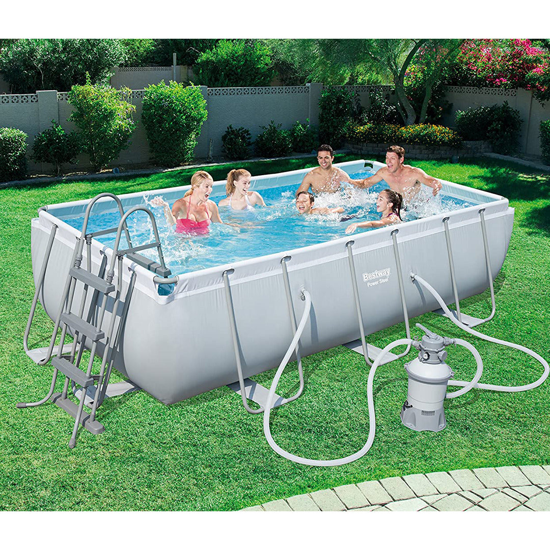 Buy Bestway Power Steel Rectangular Pool Set 4.04m x 2.01m x 1m (Free Installation in 24hrs) | Yallatoys.com