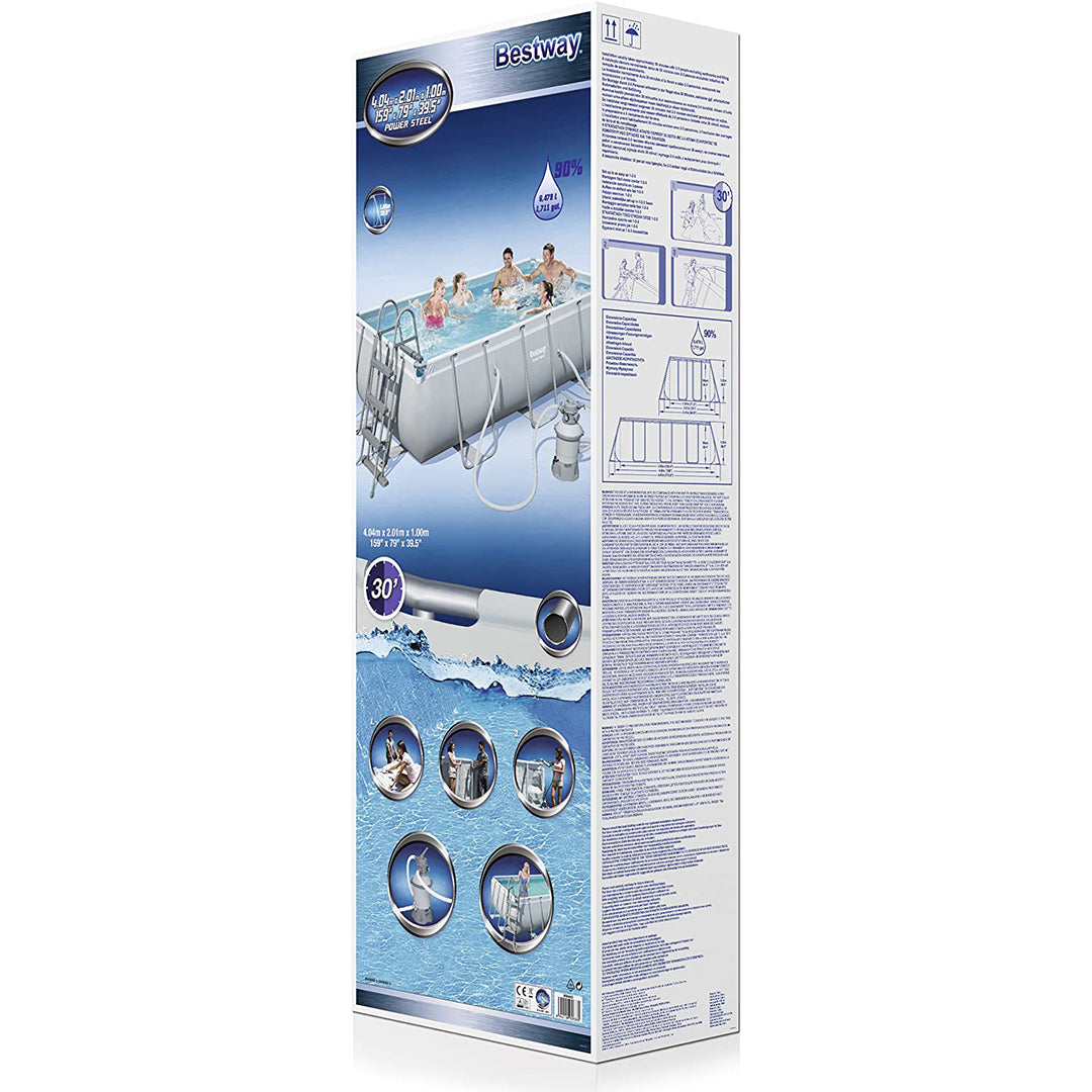 Buy Bestway Power Steel Rectangular Pool Set 4.04m x 2.01m x 1m (Free Installation in 24hrs) | Yallatoys.com
